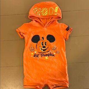 Orange Lil' Pumpkin Hooded Romper